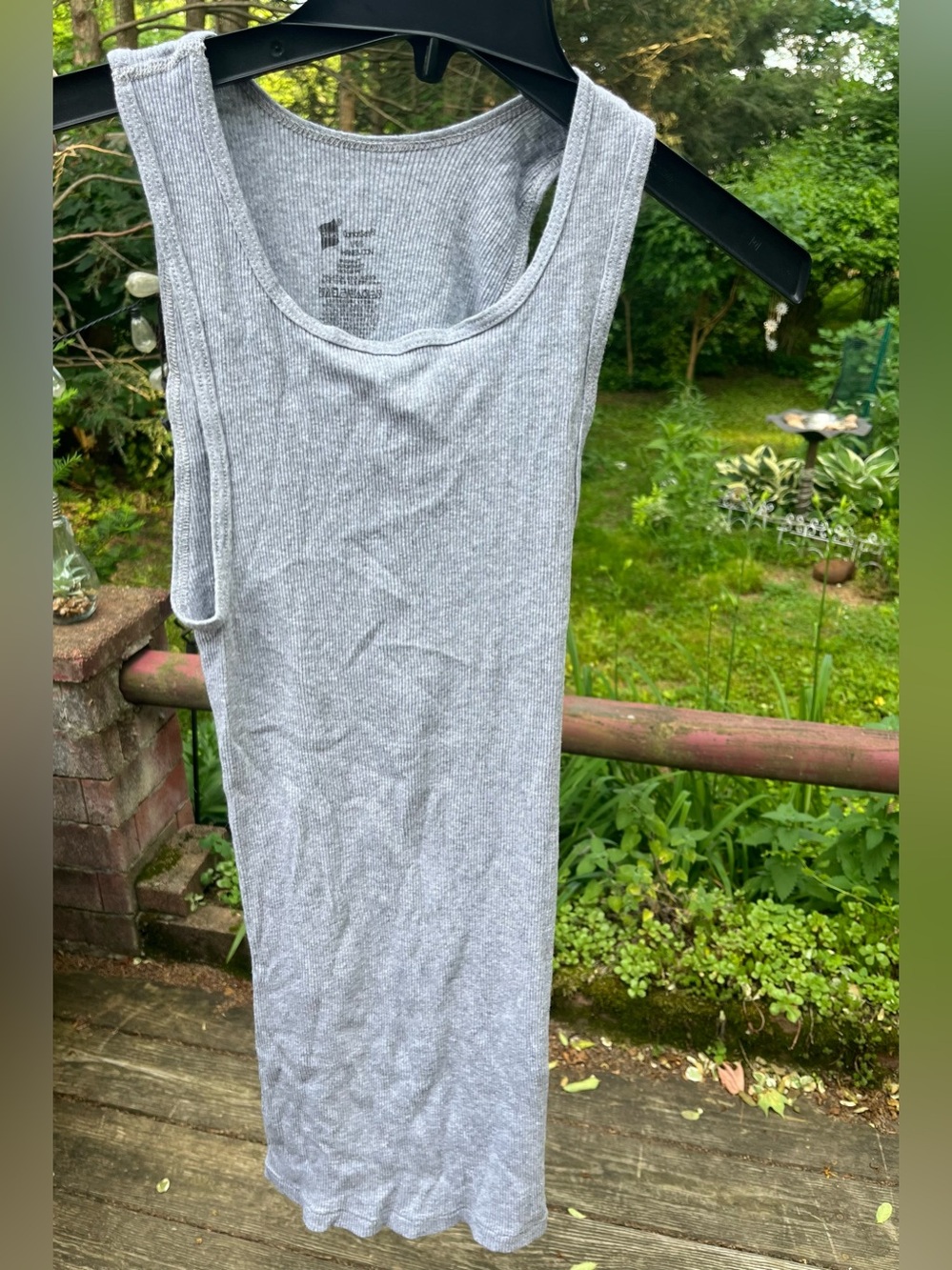 Hanes Gray Ribbed Tank Top, Size L